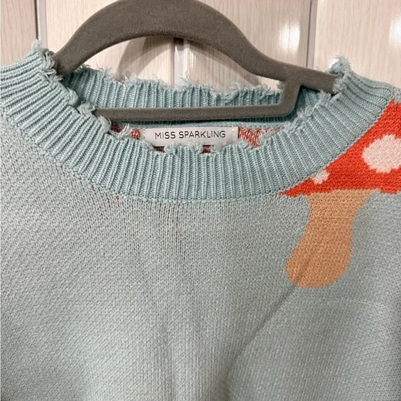 Brand new Miss sparkling mushroom blue sweater size medium and XL - Picture 4 of 4